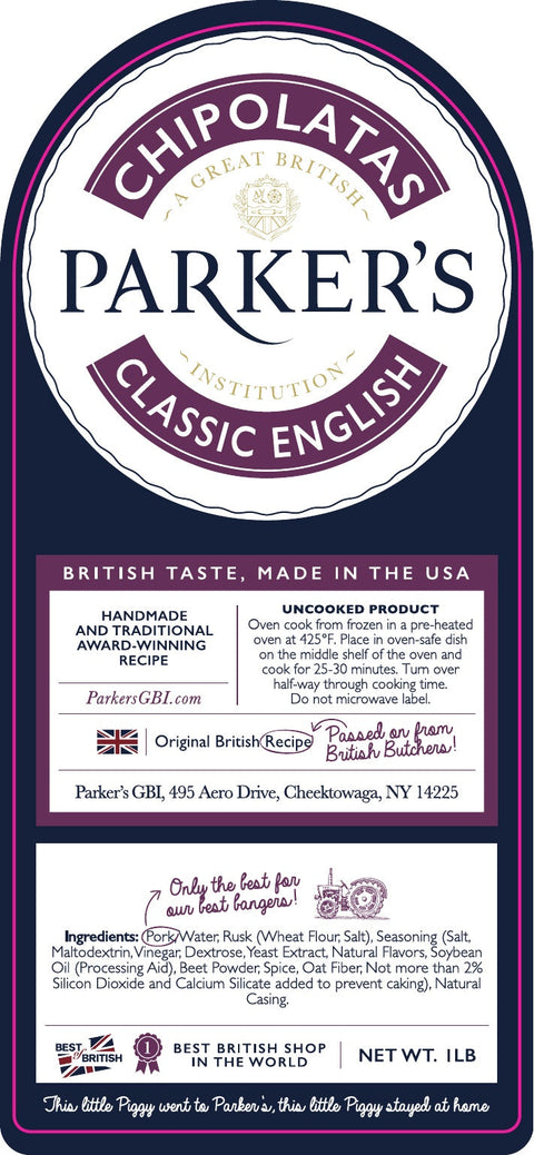 Classic English Chipolata Sausages - 1lb