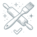 pastry brush and rolling pin icon